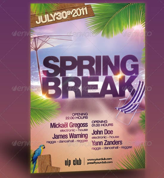 Spring break Party Flyer Template