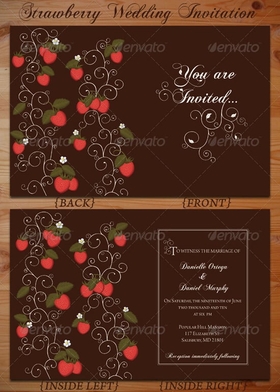 Strawberry Wedding Invitation Template