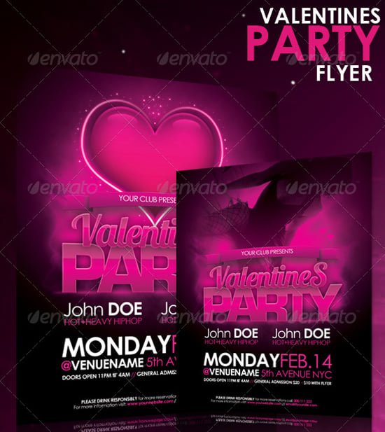 Valentines Party Flyer Template