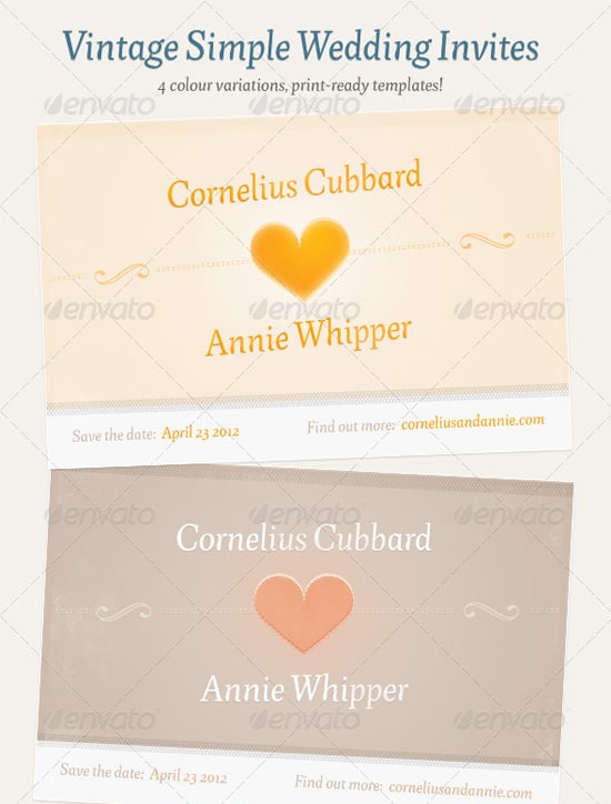 Vintage simple Wedding invitation Template