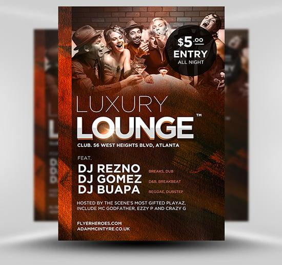 Luxury Lounge Free Flyer Template - FlyerHeroes