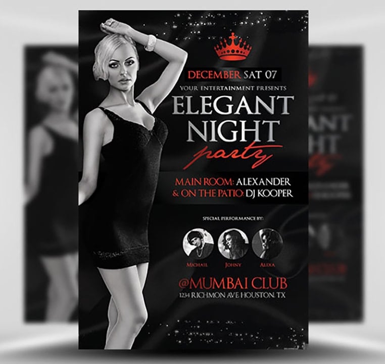 Elegant Night Party Flyer Template FlyerHeroes