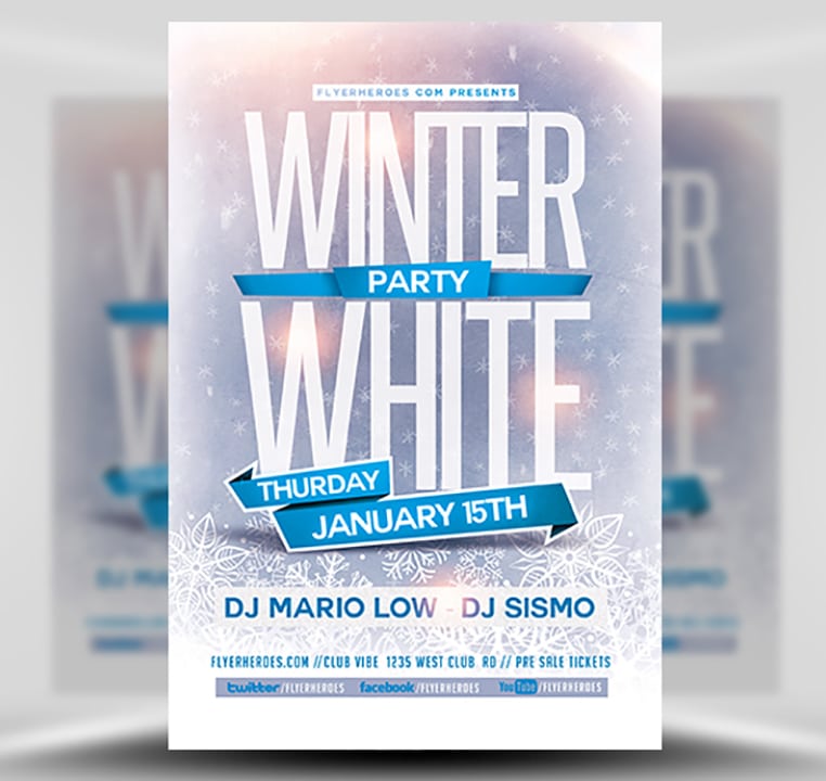 Winter White Party Flyer Template Flyerheroes