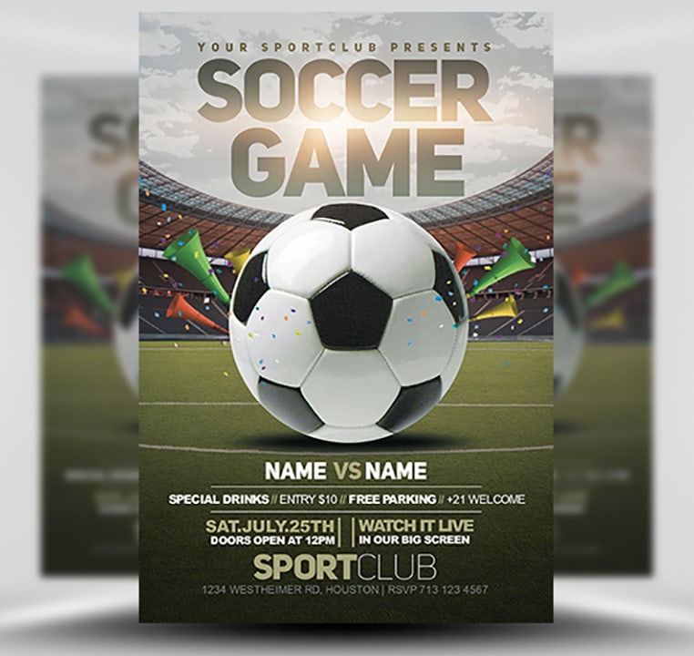 Soccer Game Flyer Template 2 FlyerHeroes
