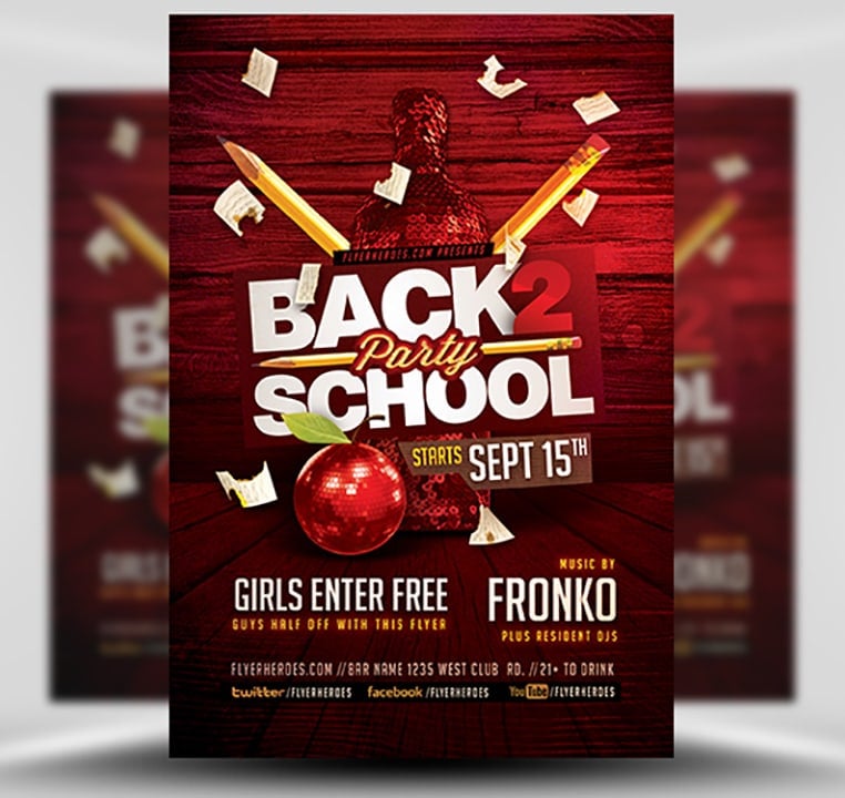 Back To School Party Flyer Template V7 Flyerheroes