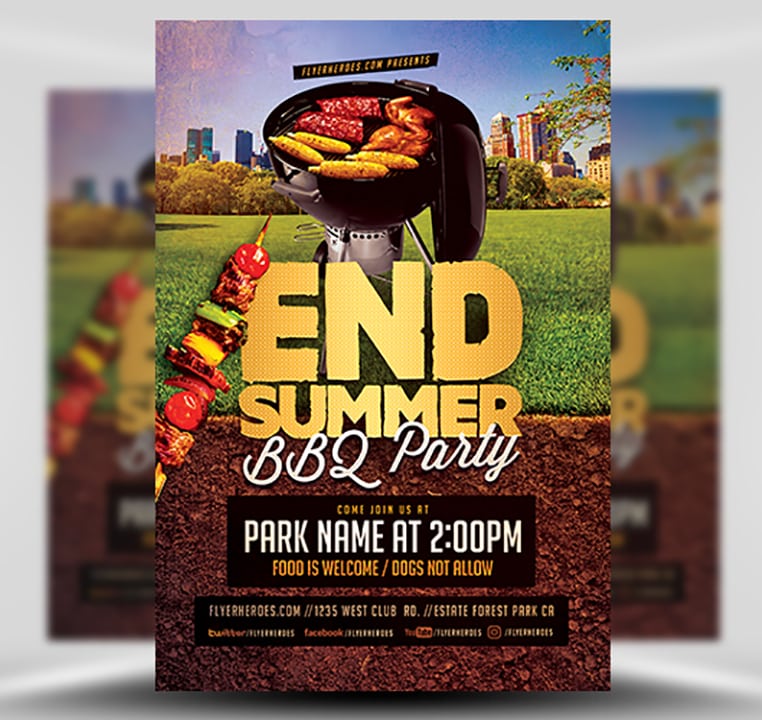 Full details of end of year party flyer for digital design and education. End Of Year Flyer - End of Summer BBQ Party Flyer Template - FlyerHeroes