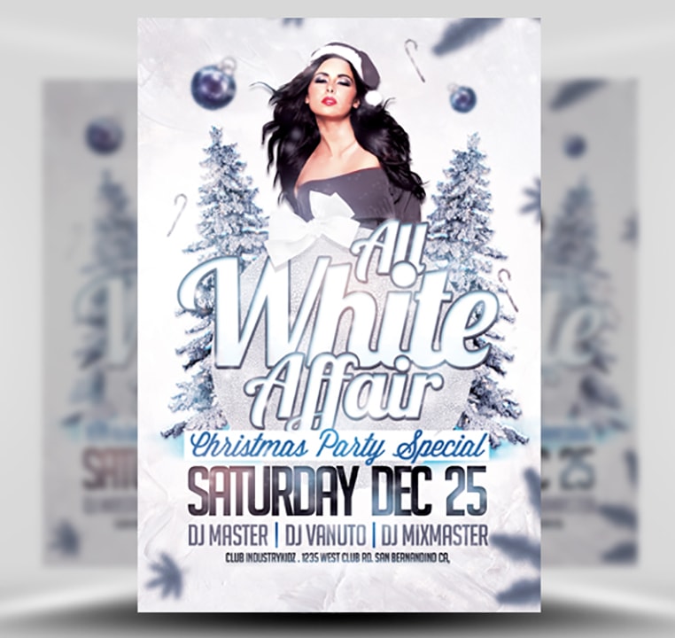 All White Affair Christmas Party Flyer